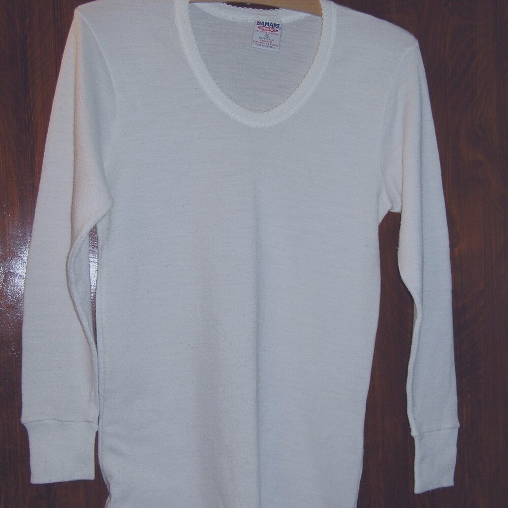 Damart Womens Stretch Long Sleeve CAMISOLE TOP White Sz Medium  26"L Worn Once H